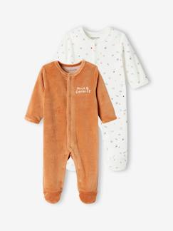 Baby-Pyjama,  overpyjama-Set van 2 fluwelen slaappakjes "beer" voor jongens