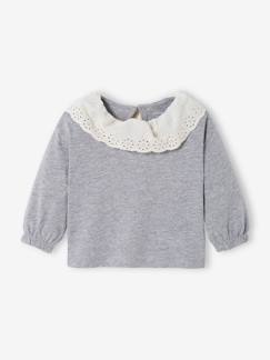 Baby-T-shirt, coltrui-Baby-T-shirt met kraag in Engels borduurwerk