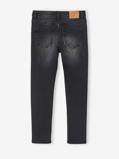 Jean slim MorphologiK 'waterless' fille tour de hanches MEDIUM avec usures BLEU FONCE DELAVE+Brut+denim black+GREY DENIM - vertbaudet enfant 