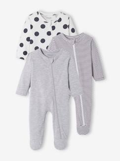 Baby-Pyjama,  overpyjama-Set van 3 babypyjama's in jersey met ritssluiting
