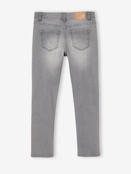 Jean slim MorphologiK 'waterless' fille tour de hanches MEDIUM avec usures BLEU FONCE DELAVE+Brut+denim black+GREY DENIM - vertbaudet enfant 