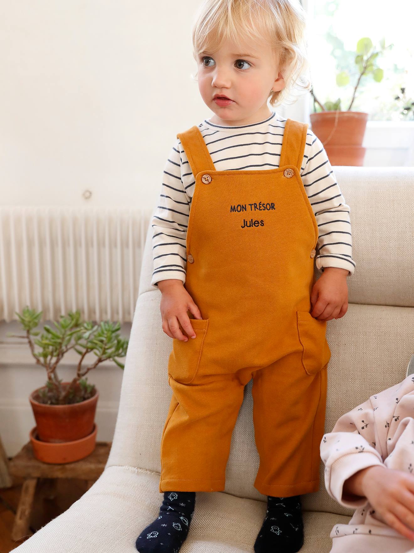 Vertbaudet Fleece Babyset Met Te Personaliseren T-shirt En Tuinbroek Karamel