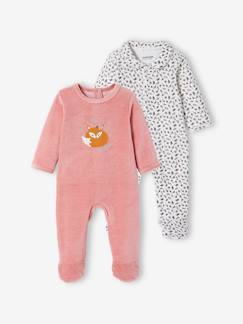 Baby-Pyjama,  overpyjama-Set van 2 fluwelen slaappakjes voor meisjes "vos"