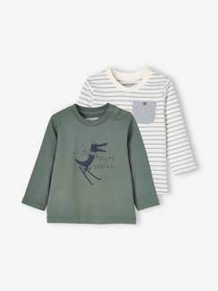 Baby-Set van 2 shirts met dierenmotief en strepen