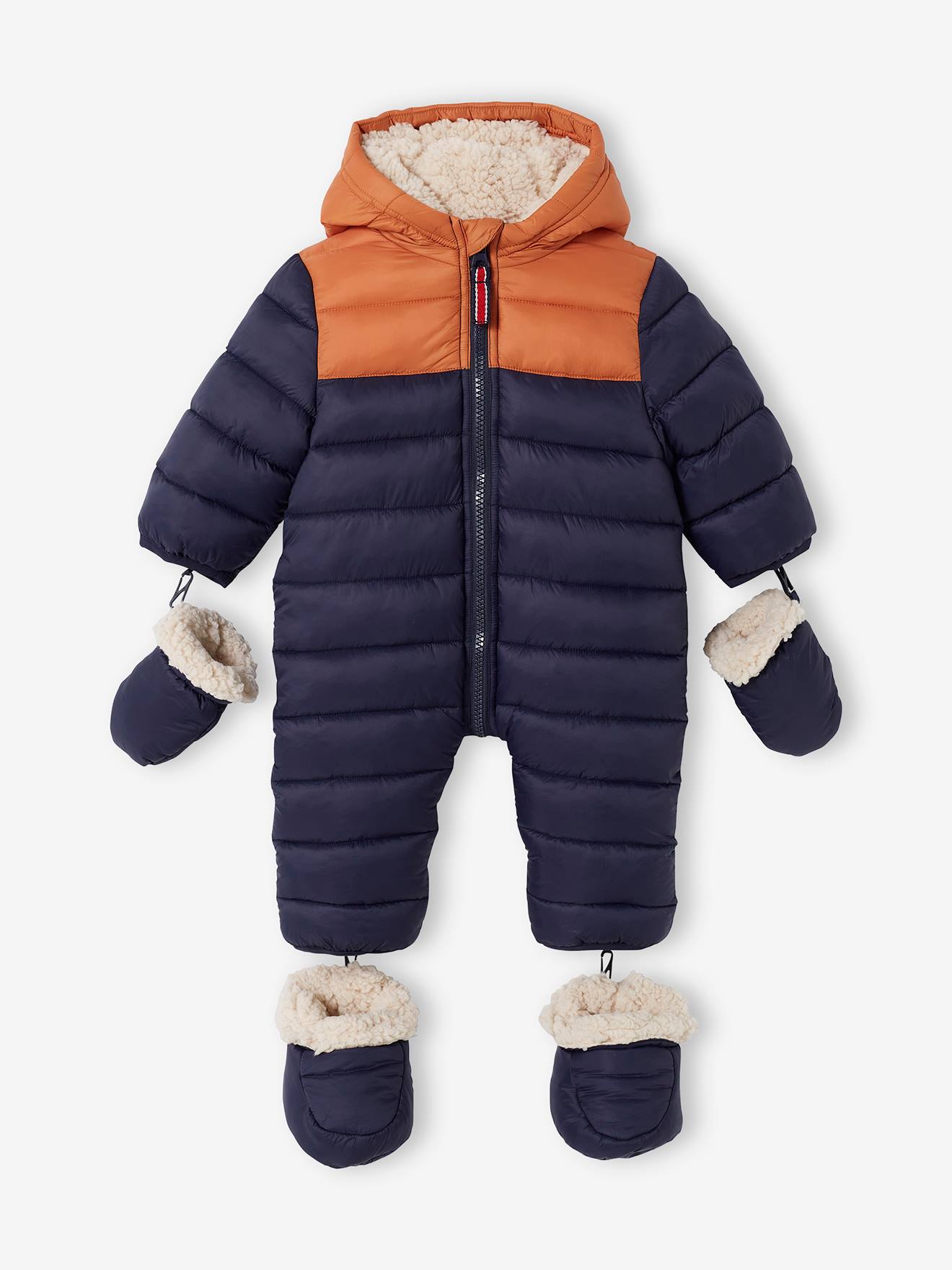 Vertbaudet Colorblock Kruippakje Baby Gevoerd En Gewatteerd Inkt