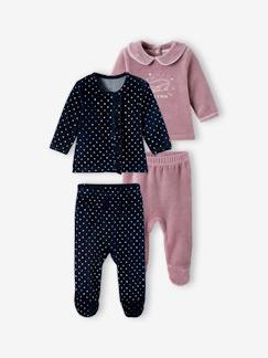 Baby-Pyjama,  overpyjama-Set van 2 fluwelen pyjama's voor meisjesbaby's
