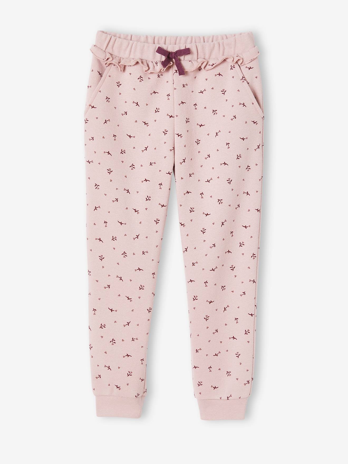 Vertbaudet Joggingbroek Voor Meisjes Met Ruche En Bloemenprint Roze