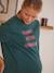 Fleece sweatshirt met tekst over zwangerschap en borstvoeding Dennengroen+inkt - vertbaudet enfant 