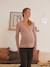 Gekruist T-shirt met V-hals, voor zwangerschaps- en borstvoeding Antracietgrijs+Roze - vertbaudet enfant 