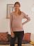 Gekruist T-shirt met V-hals, voor zwangerschaps- en borstvoeding Antracietgrijs+Roze - vertbaudet enfant 