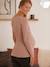 Gekruist T-shirt met V-hals, voor zwangerschaps- en borstvoeding Antracietgrijs+Roze - vertbaudet enfant 