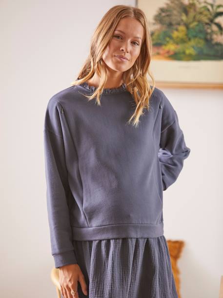 Robe courte bi-matière grossesse et allaitement Gris anthracite - vertbaudet enfant 