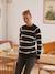 Pull maille perlée grossesse et allaitement Rayé noir et beige+Vert olive - vertbaudet enfant 