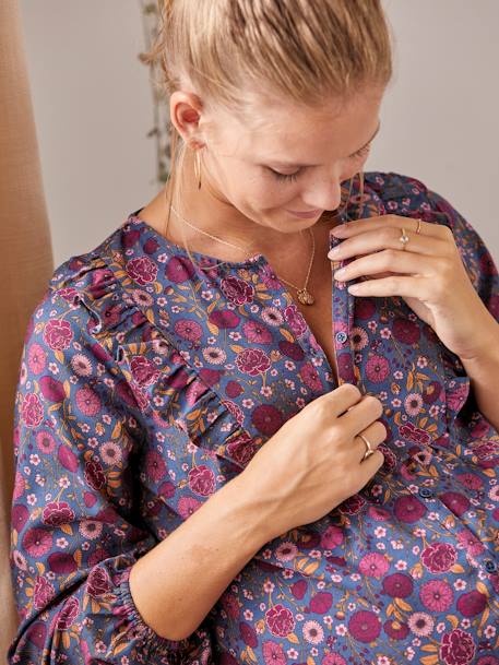 Blouse imprimée boutonnée grossesse et allaitement Bleu marine - vertbaudet enfant 