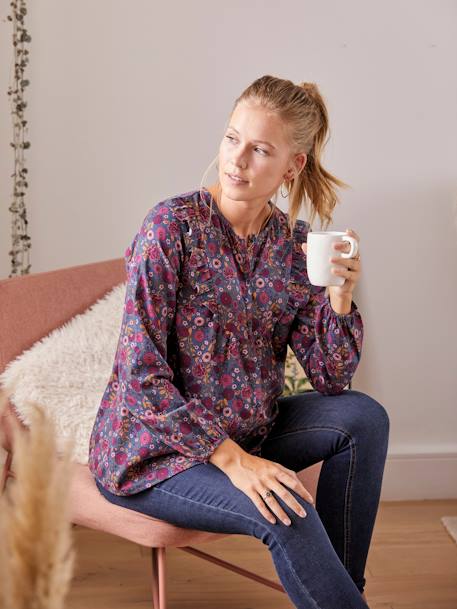 Blouse imprimée boutonnée grossesse et allaitement Bleu marine - vertbaudet enfant 