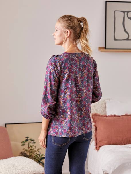 Blouse imprimée boutonnée grossesse et allaitement Bleu marine - vertbaudet enfant 