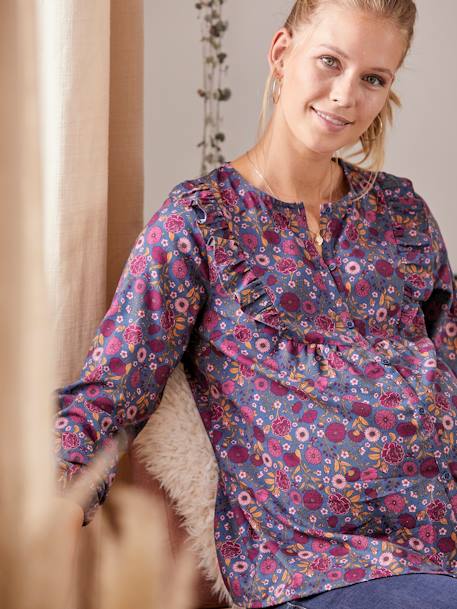 Blouse imprimée boutonnée grossesse et allaitement Bleu marine - vertbaudet enfant 
