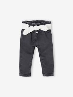 Baby-Broek, jean-Baby jeans met riem van Engels borduurwerk