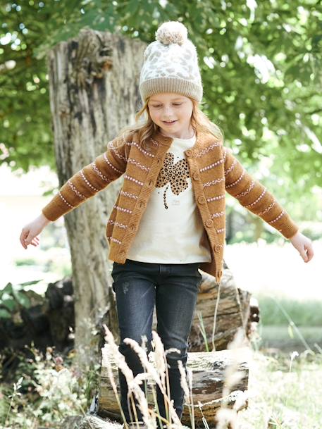 Jean slim MorphologiK 'waterless' fille tour de hanches MEDIUM avec usures BLEU FONCE DELAVE+Brut+denim black+GREY DENIM - vertbaudet enfant 