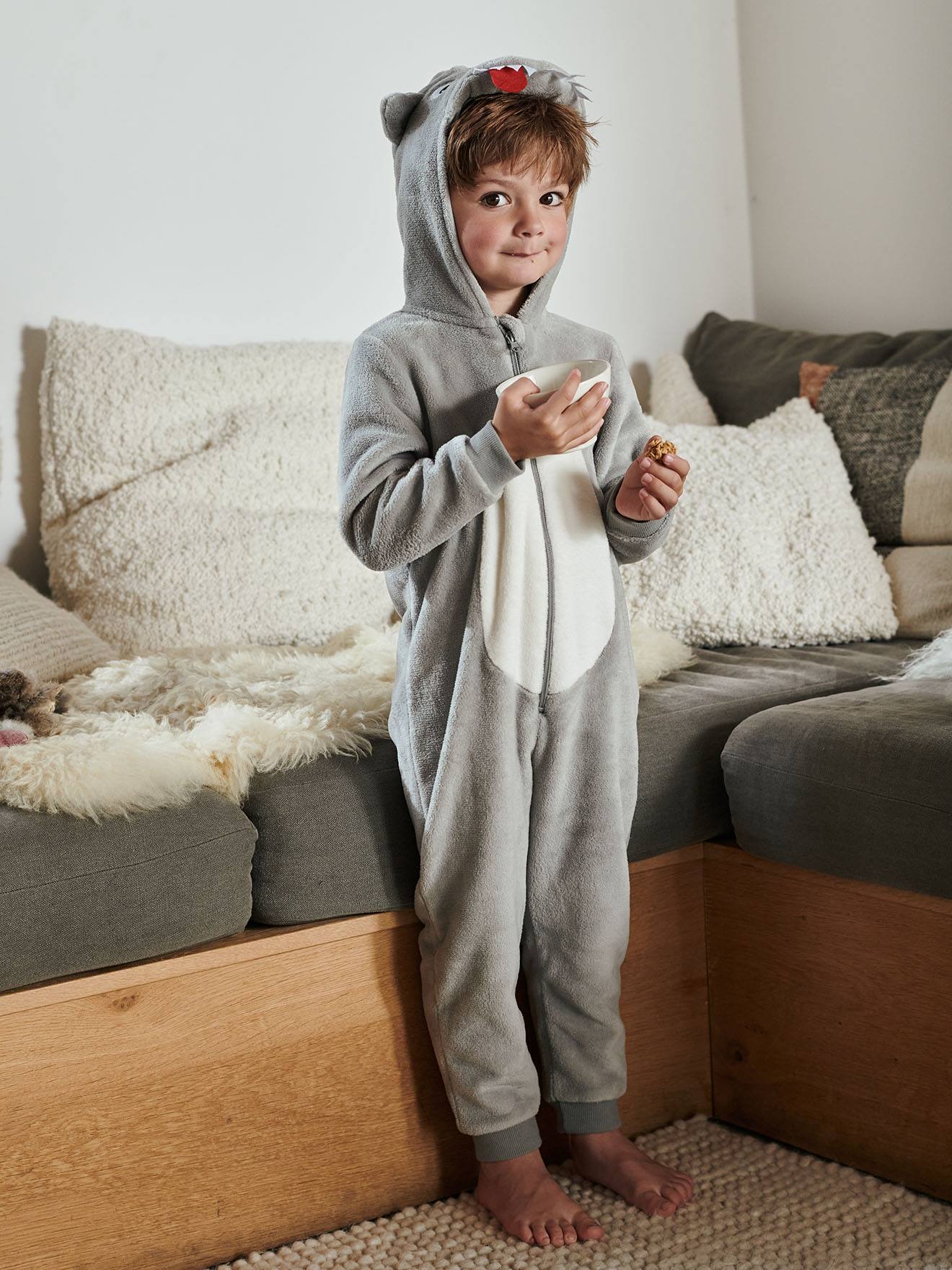 Souvenir Betuttelen Wedstrijd Pyjamapakje voor jongens wolf - lichtgrijs, Jongens