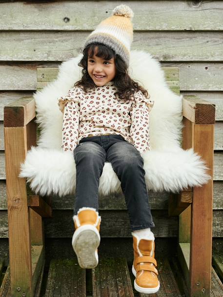 Jean slim MorphologiK 'waterless' fille tour de hanches MEDIUM avec usures BLEU FONCE DELAVE+Brut+denim black+GREY DENIM - vertbaudet enfant 