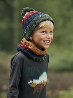 Garçon-Accessoires-Bonnet garçon en maille bandes colorées