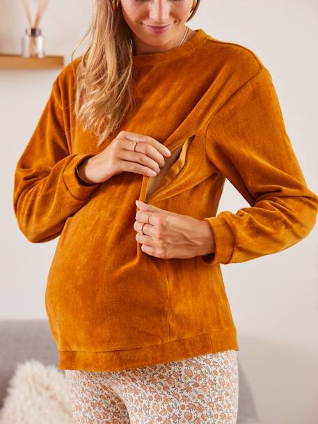 2-delige set homewear voor tijdens de zwangerschap en borstvoeding Bruin - vertbaudet enfant 