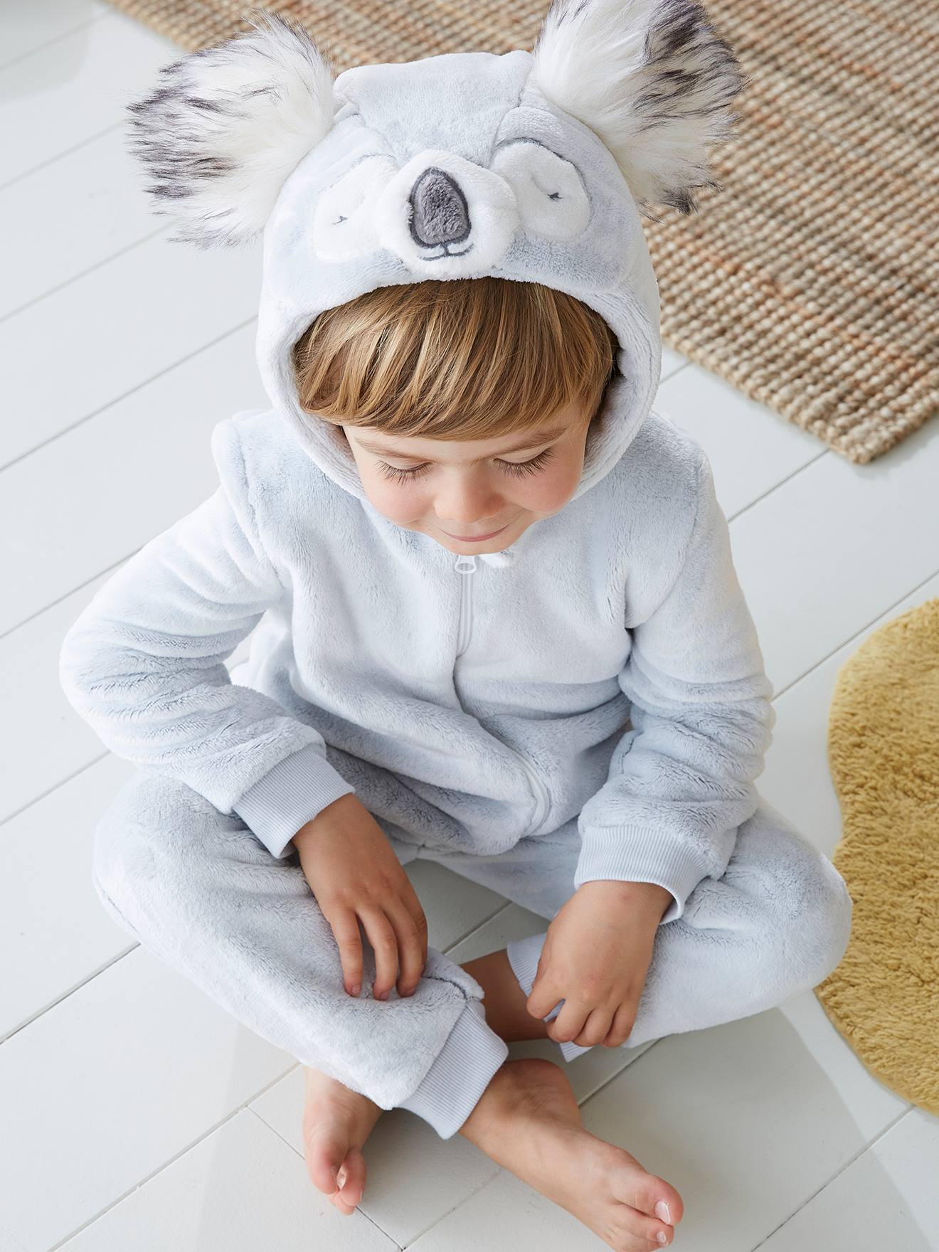 Vertbaudet Fluwelen Meisjespyjamapak Koala Gechineerd Lichtgrijs