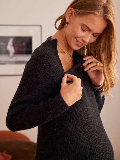 Robe-pull bi-matière grossesse et allaitement Noir - vertbaudet enfant 