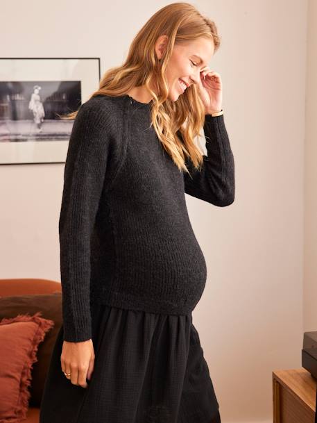 Robe-pull bi-matière grossesse et allaitement Noir - vertbaudet enfant 