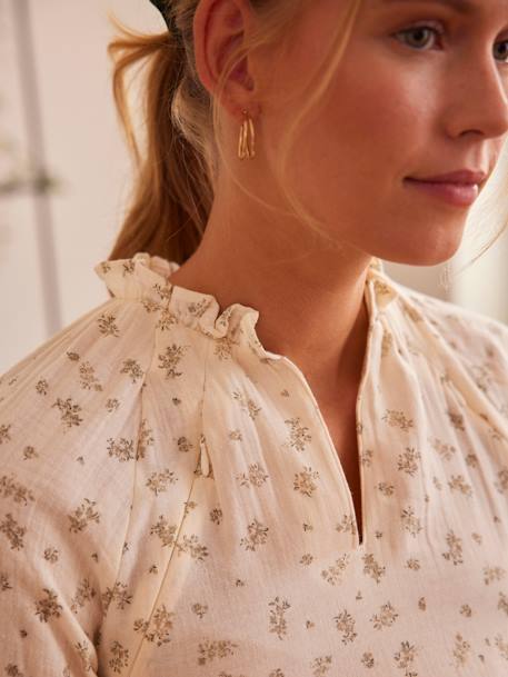 Blouse gaze de coton imprimé grossesse et allaitement Blanc imprimé - vertbaudet enfant 