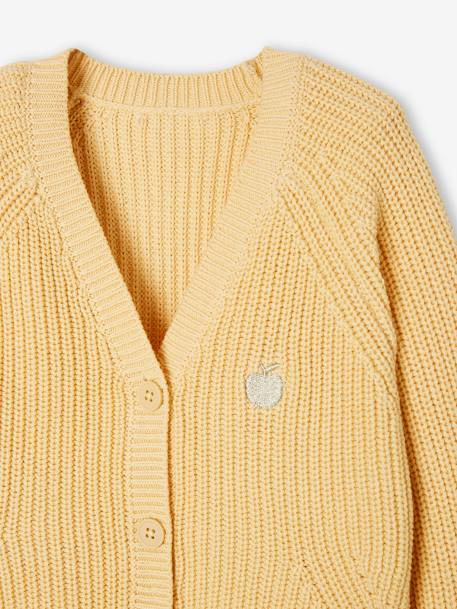 Gilet maille perlée fille jaune pâle - vertbaudet enfant 