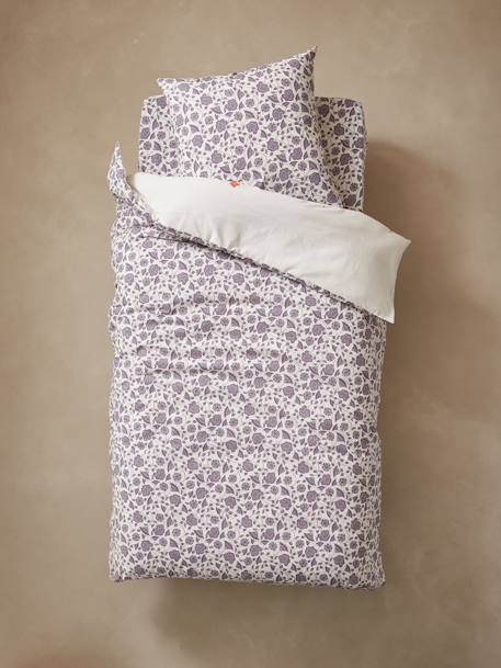 Parure housse de couette + taie d'oreiller enfant NORTH FOLK blanc imprimé - vertbaudet enfant 