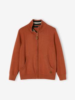 Jongens-Trui, vest, sweater-jongensvest met ritssluiting en opstaande kraag