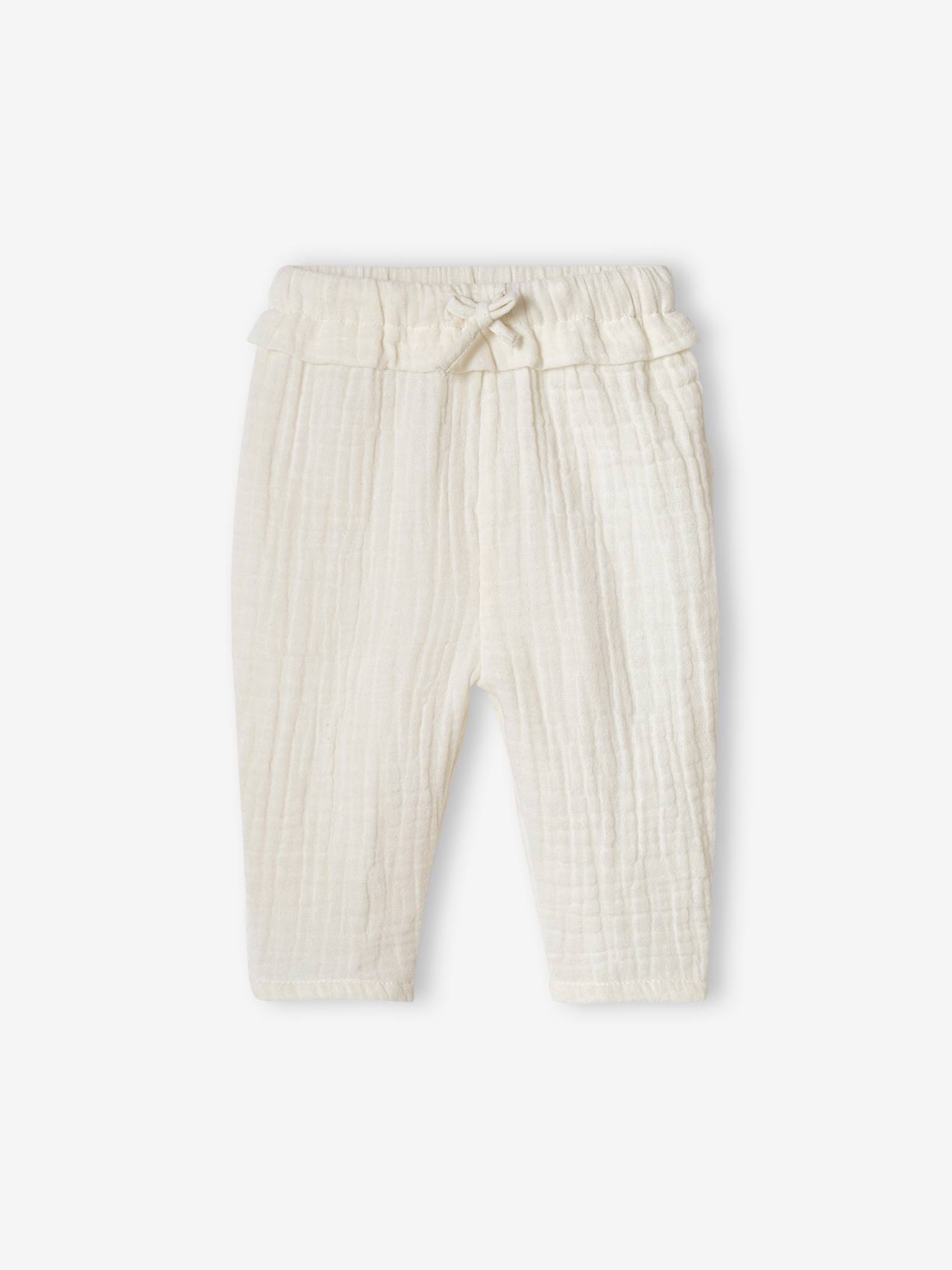Vertbaudet Babybroek Van Katoengaas Ecru