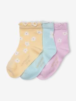 Baby-Set van 3 paar sokken met "madeliefjes" voor babymeisje