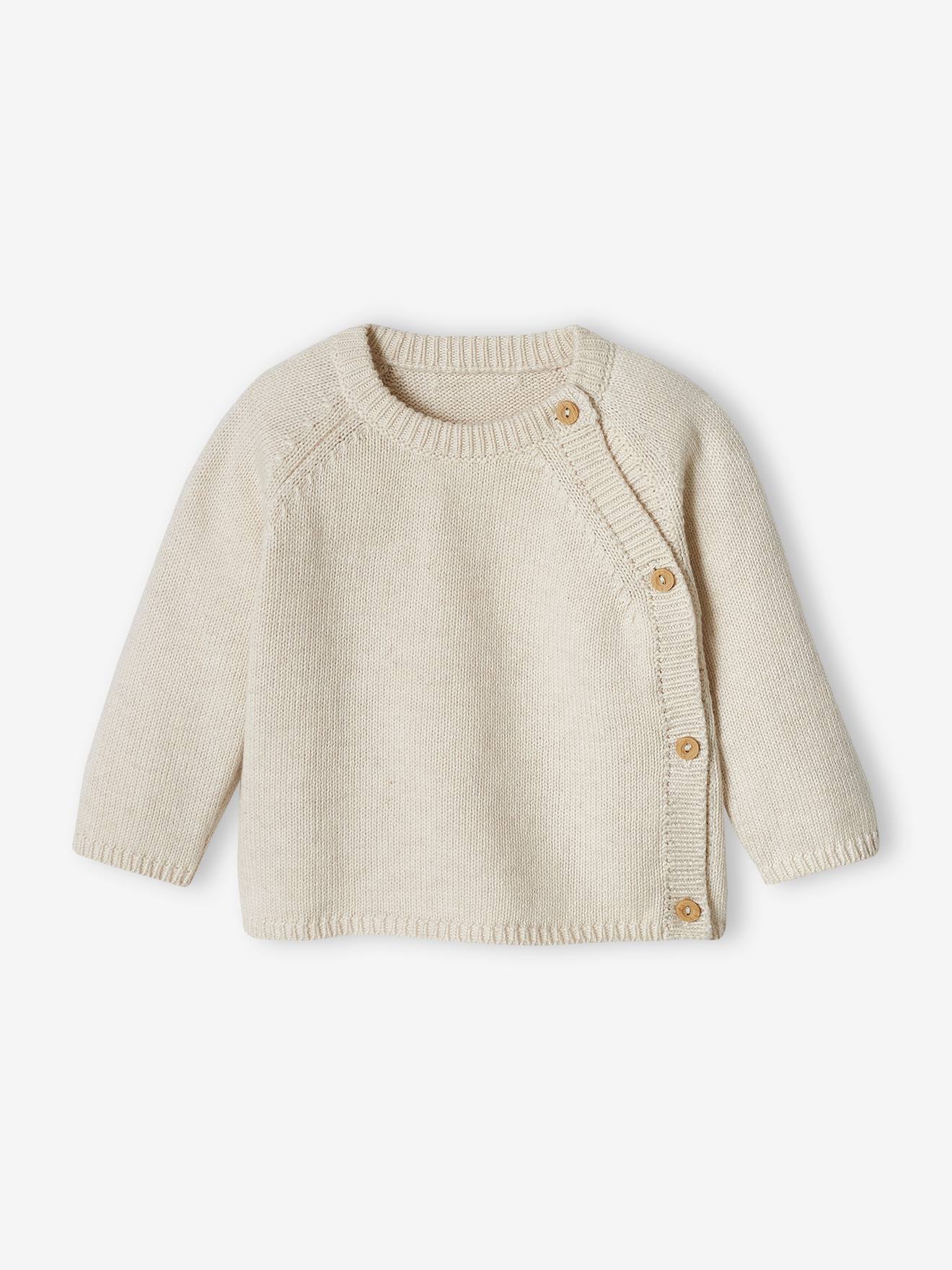 Vertbaudet Babytrui Van Tricot Met Opening Aan De Voorkant Gemêleerd Beige