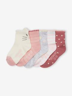 Chaussettes bébé fille en coton rose poudre avec volant en voile > Babystock