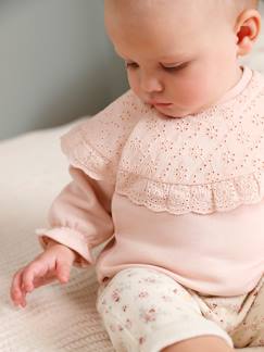 Baby-Trui, vest, sweater-Babysweater met kraag van Engels borduurwerk