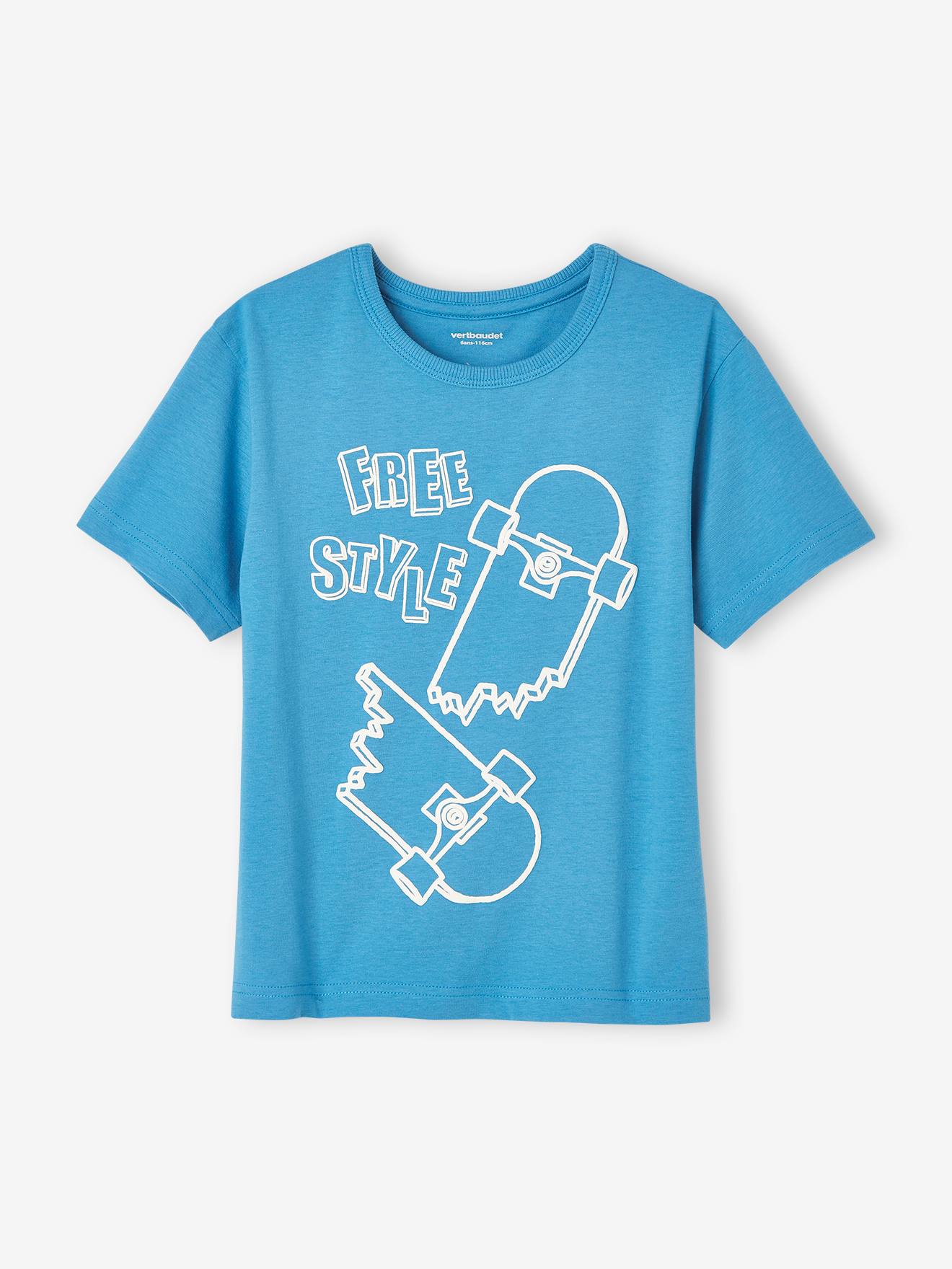 Vertbaudet Jongensshirt Met Groot Motief En Details In Zwelinkt Azuurblauw