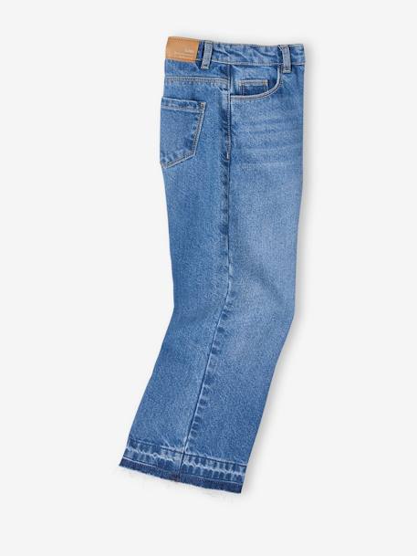 Jean fille large bas effiloché bleu foncé+denim bleached+gris+stone - vertbaudet enfant 