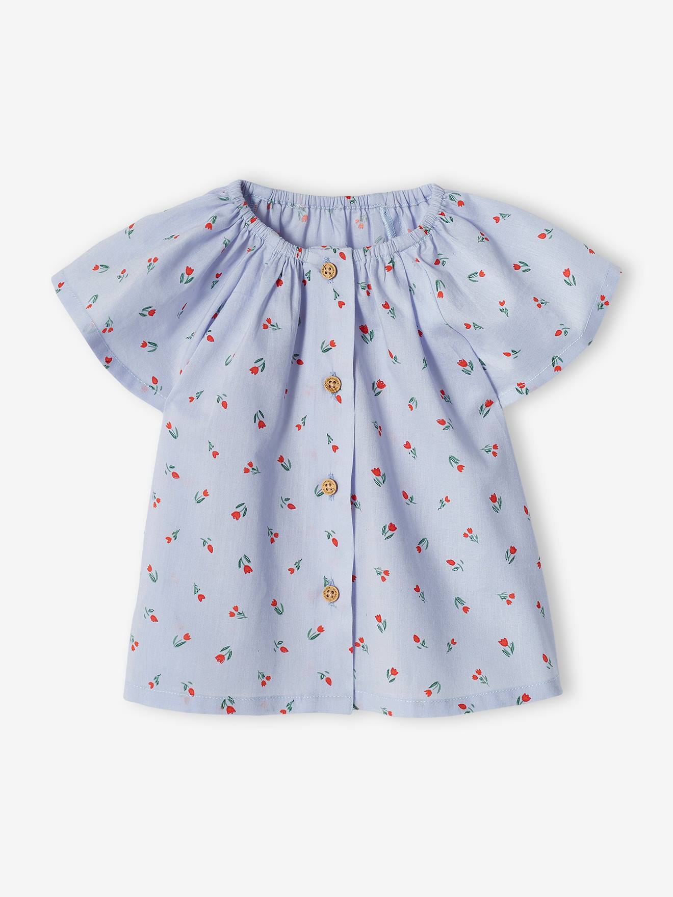 Vertbaudet Babyblouseje Met Vlindermouwen Lichtblauw