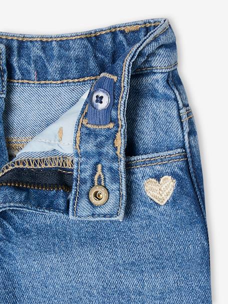 Wijde meisjesjeans met rafels aan de onderkant donkerblauw+gebleekt denim+grijs+stone - vertbaudet enfant 