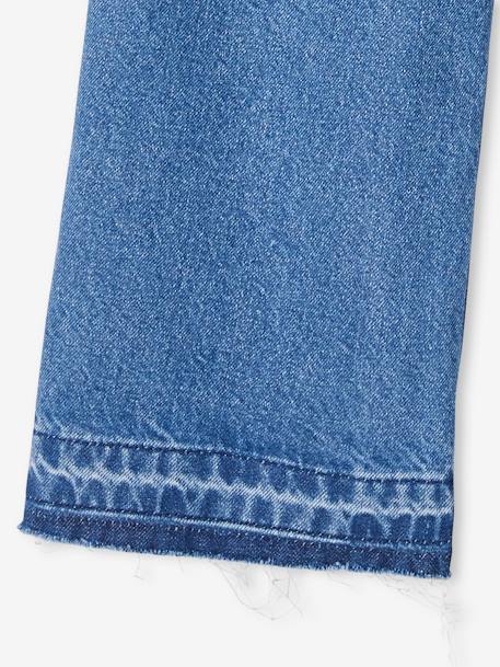 Jean fille large bas effiloché bleu foncé+denim bleached+gris+stone - vertbaudet enfant 