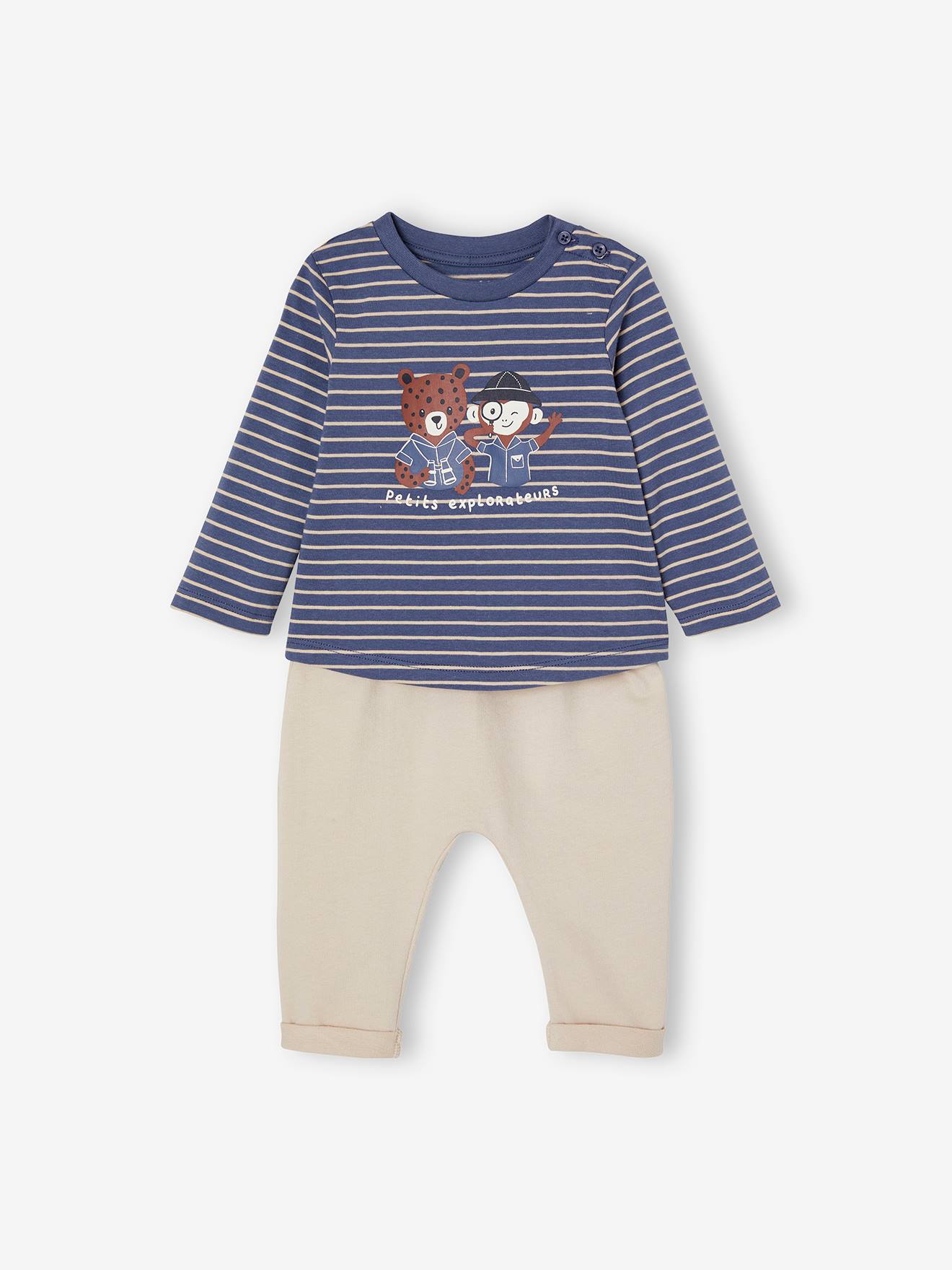 Ensemble T-shirt et pantalon molleton bébé - indigo, Bébé