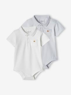 Lot de 2 bodies bébé naissance ouverture polo   - vertbaudet enfant