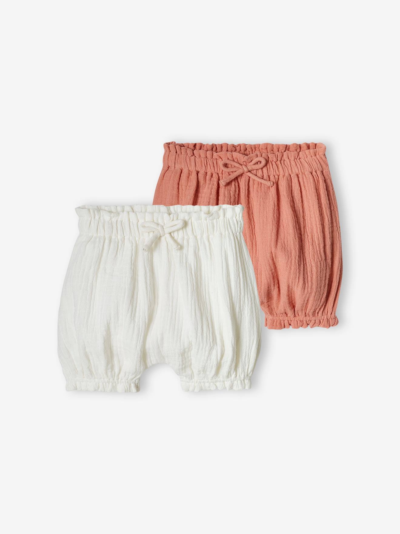 Vertbaudet Set Van 2 Bloomers Voor Babymeisje Van Katoengaas Wit