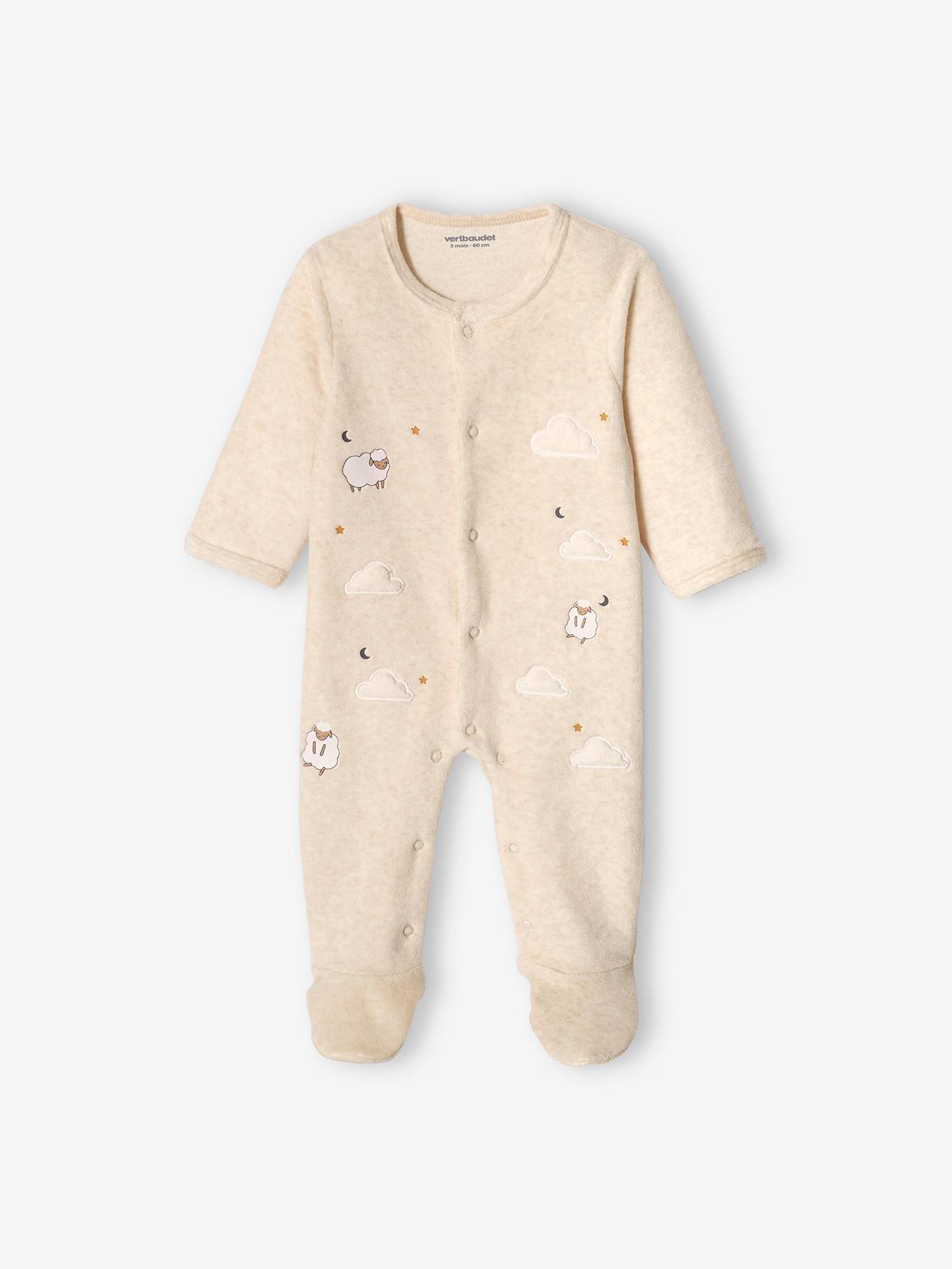 Vertbaudet Fluwelen Slaappakje Voor Baby's Met Opening Aan De Voorkant Gemêleerd Beige