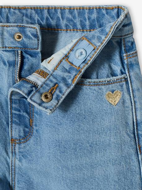 Jean fille large bas effiloché bleu foncé+denim bleached+gris+stone - vertbaudet enfant 