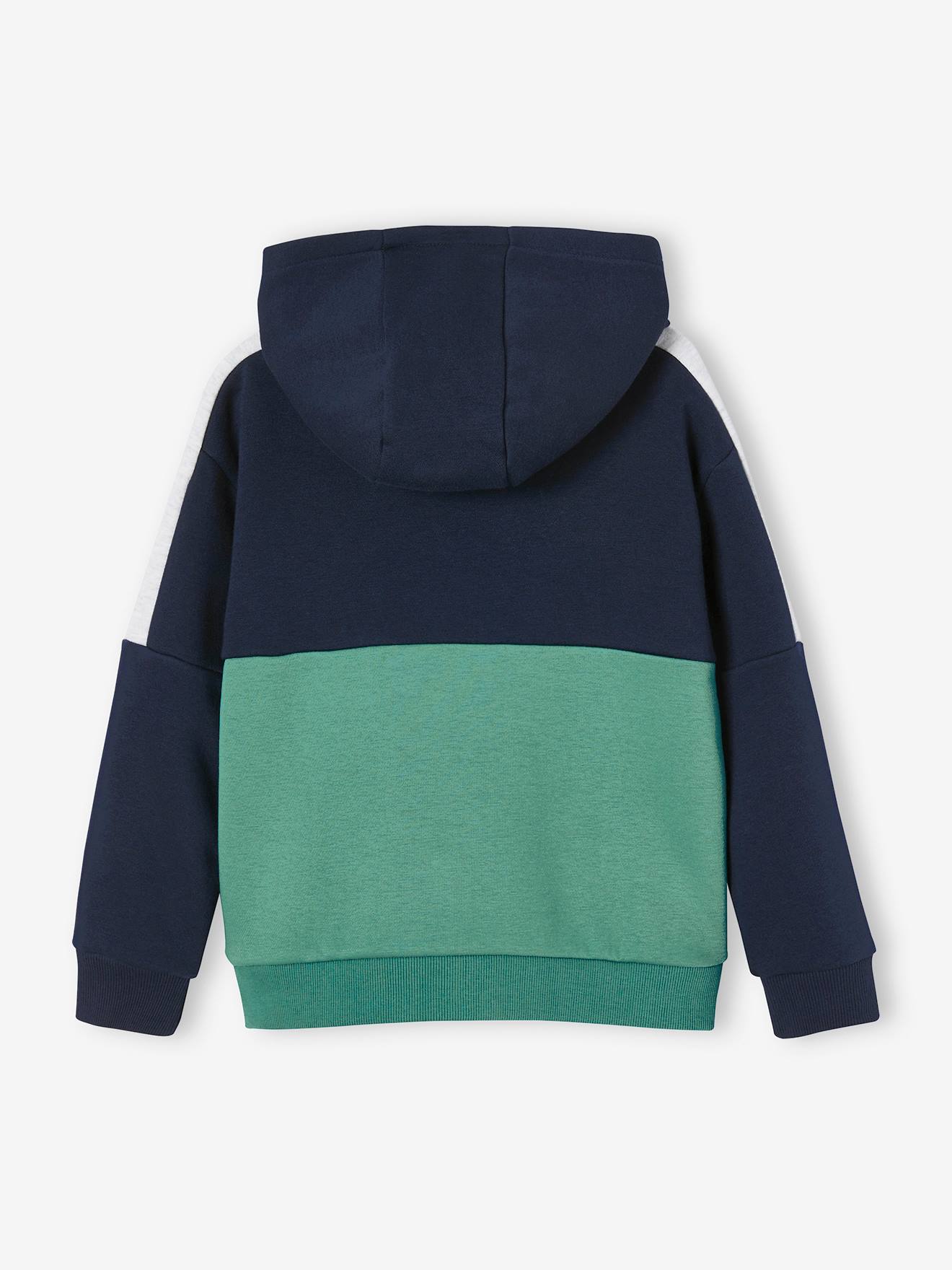 koolhydraat Kritiek Het begin Sportieve sweater met rits en capuchon, colourblock effect, jongens -  groen, Jongens